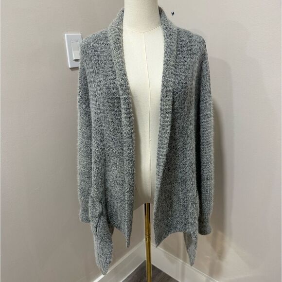 Vici Sweaters - Vici Cozy Soft Fuzzy‎ Chunky Gray Oversized Cardigan Sweater Small